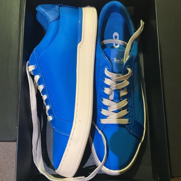 Men Brand New Coach CLIP Nylon LowTop Bright Blue Sneakers Size 8 - Picture 2 of 7